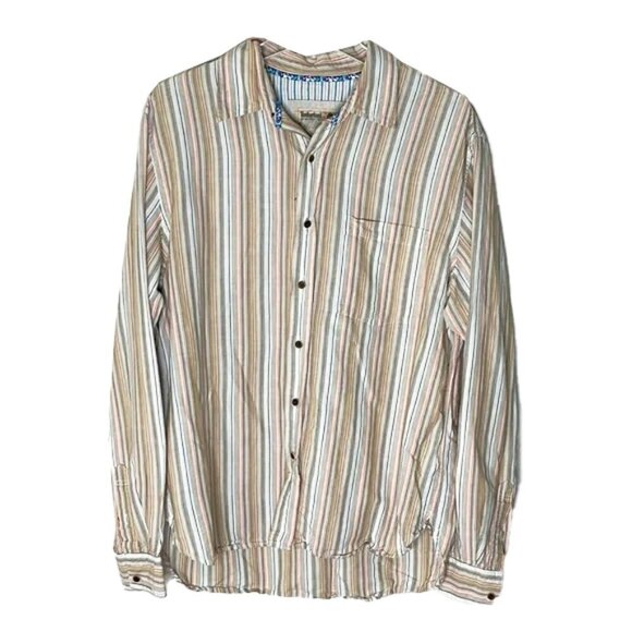 ❤️ TIMBERLAND Striped Button Down Shirt Size L - Picture 1 of 6